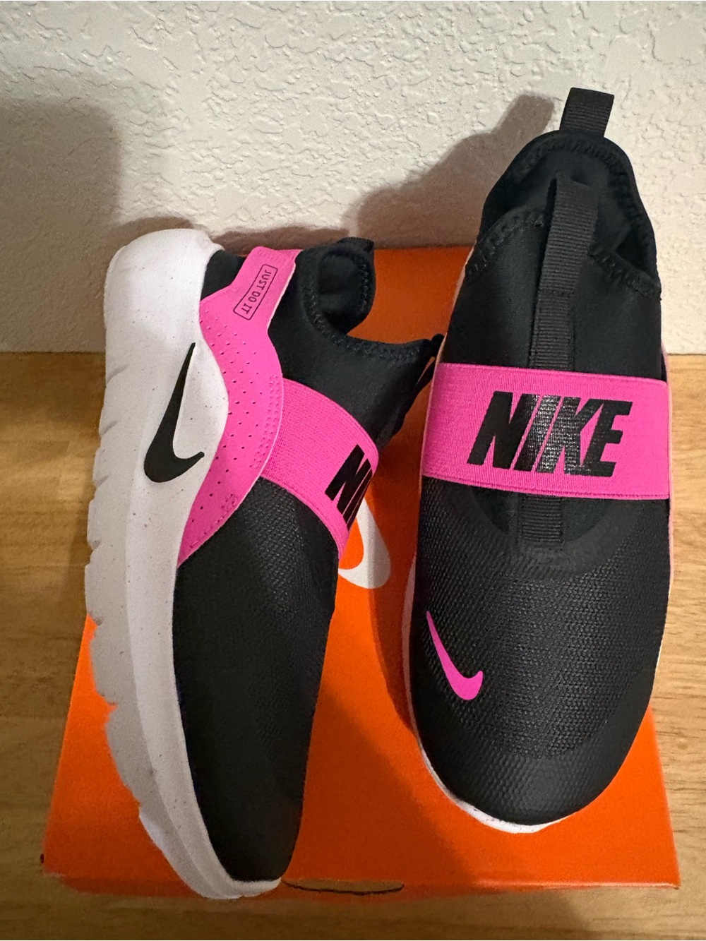 Nike Kids Slip-On Athletic Shoes - Black/Pink